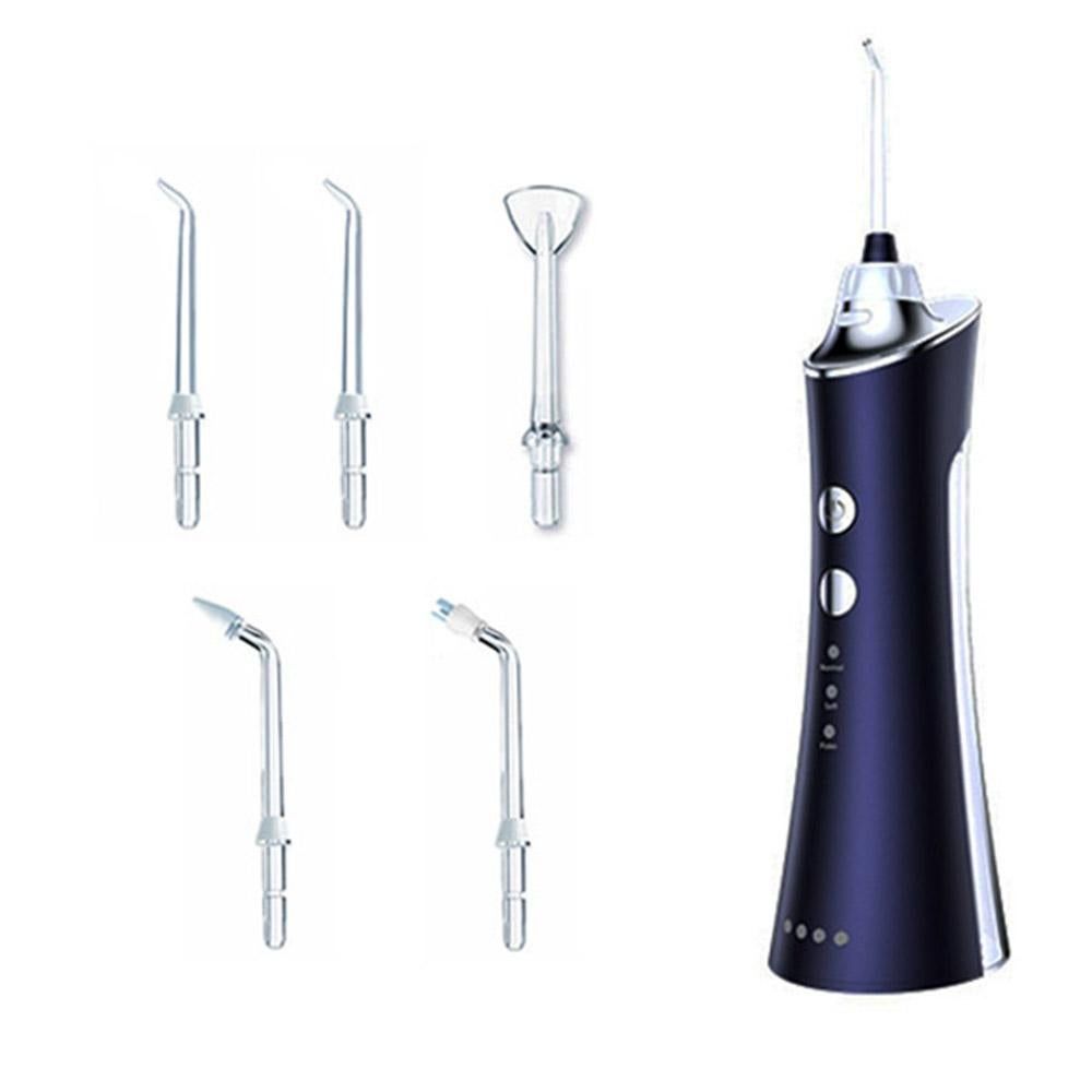 Water Dental Flosser Teeth Cleaner Rechargeable Water-resistant Cordless Water Dental Flosser for Home Travel -Blue