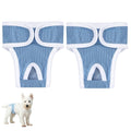 2pcs Dog Diapers Reusable Washable Nappy Wraps Panties for Pets Period Underpants-Blue S