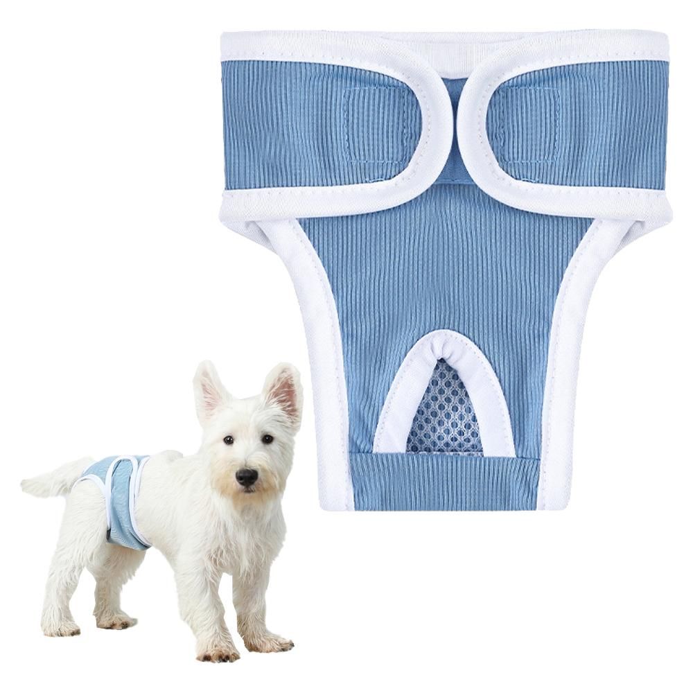 2pcs Dog Diapers Reusable Washable Nappy Wraps Panties for Pets Period Underpants-Blue S
