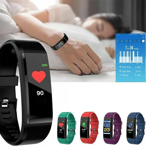 Bluetooth Smart Fitness Tracker Band Heart Rate Monitor Armband-Red