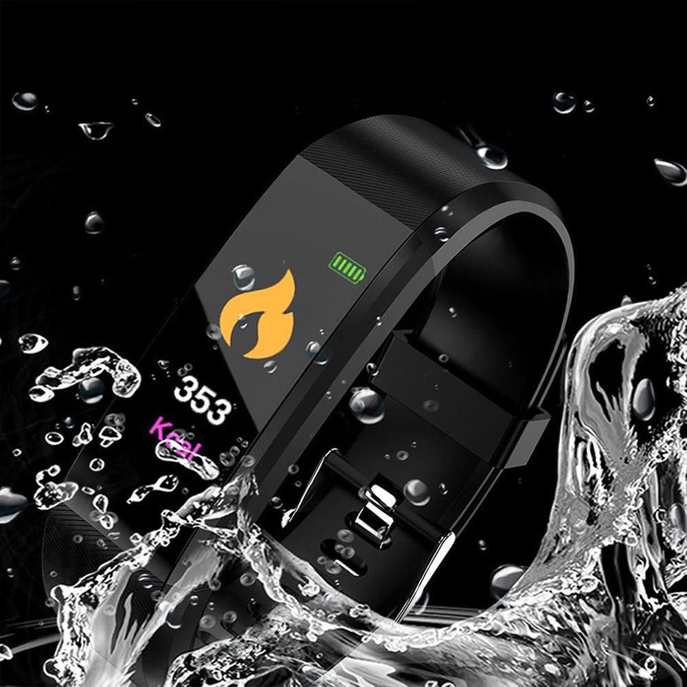 Bluetooth Smart Fitness Tracker Band Heart Rate Monitor Armband-Red