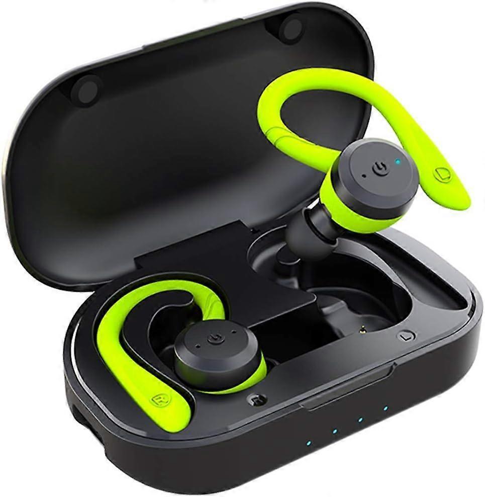 Sport In-Ear TWS Headphone True Wireless Bluetooth 5.0 Sports Earbuds, IPX7 Waterproof Stereo Sound, Built-in Mic Earphones Green