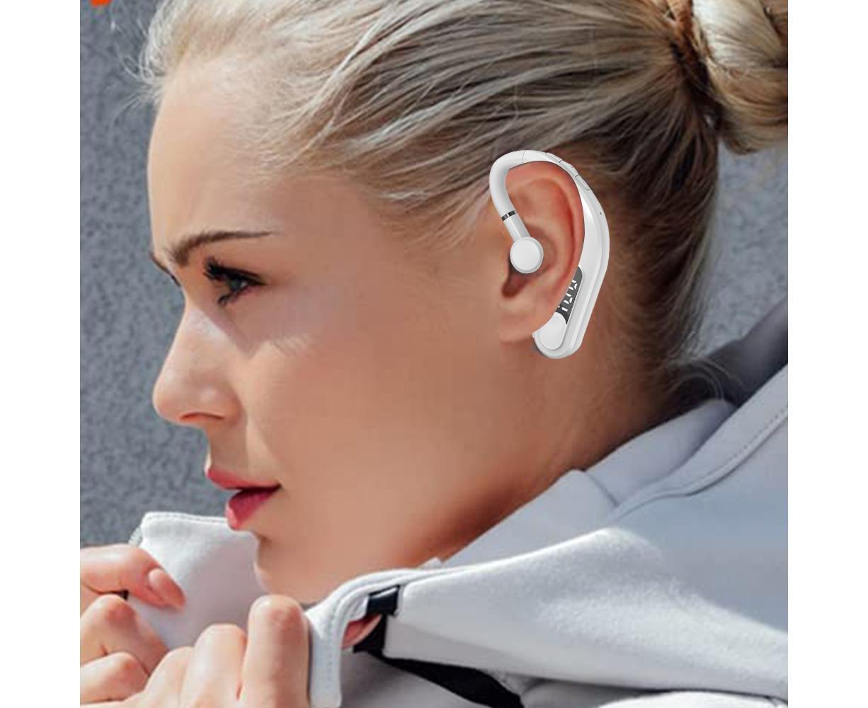 Bluetooth Headset - Single Ear - Noise Canceling Hands-Free Bluetooth 5.2 Waterproof Headphones