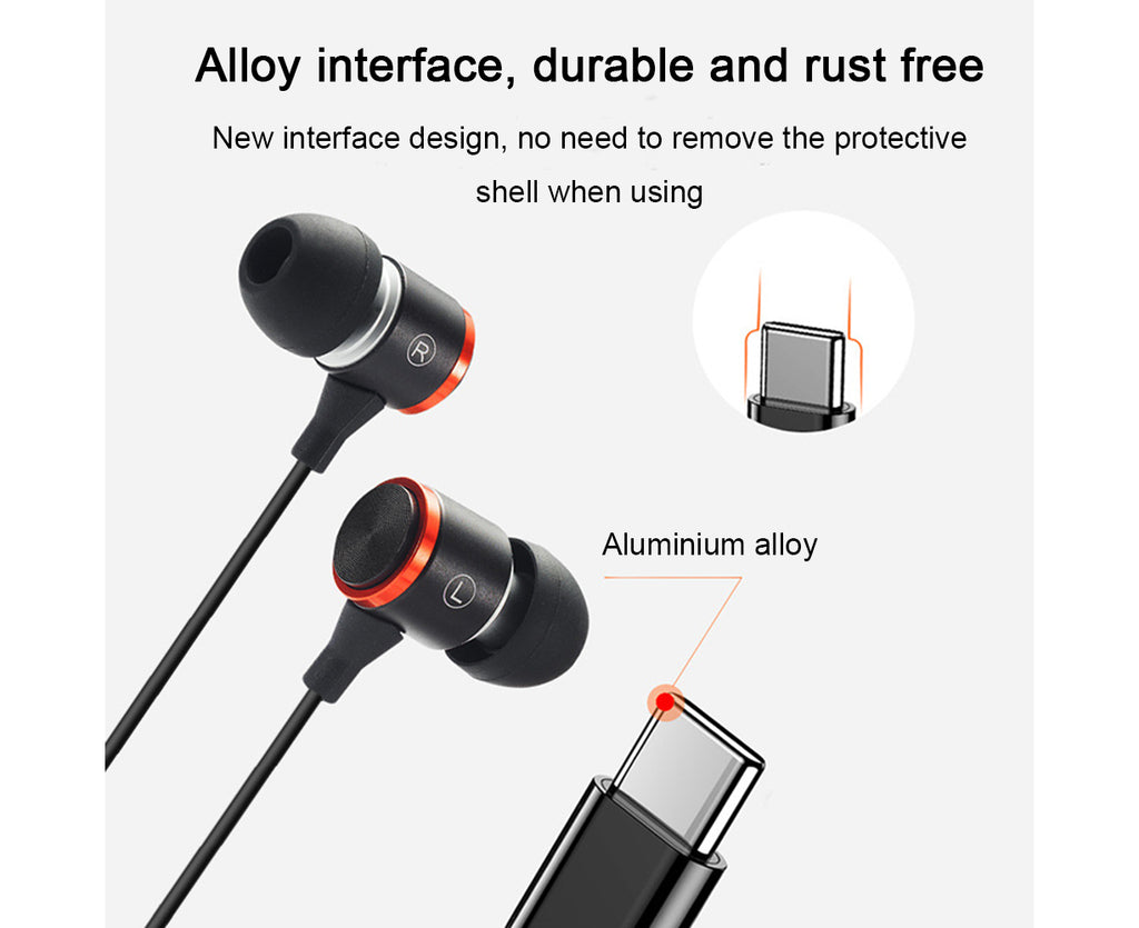 In-Ear Headphones - Type-C Connection - Wired Earphones with Mic and Noise Isolating Sound