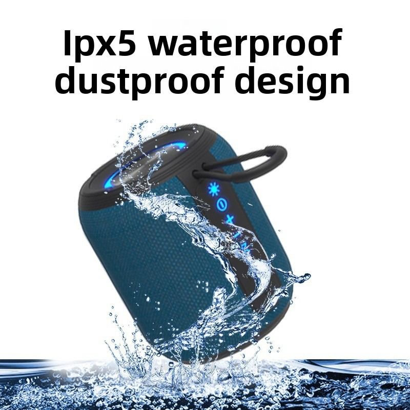 Outdoor Waterproof Portable Bluetooth Speaker, IPX5 Waterproof Subwoofer, 24-Hour Battery Life, RGB Lighting Wireless Speaker, Ideal for Camping and Home Use - Black