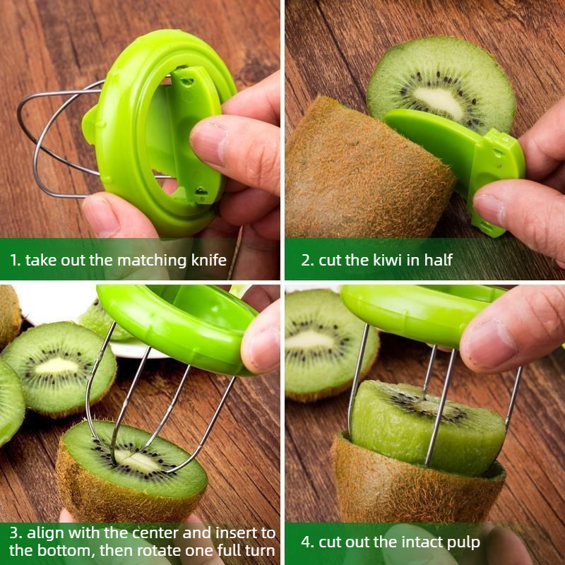 4-Pack - Multi-Function Kiwi Peeler: The Ultimate Home Fruit Peeler and Scooper, Kitchen Tool - Green
