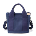 Multi-Compartment Canvas Tote Bag, 3-Way Handheld, Crossbody, and Shoulder Bag with Adjustable Strap for Daily Work and Shopping - Blue