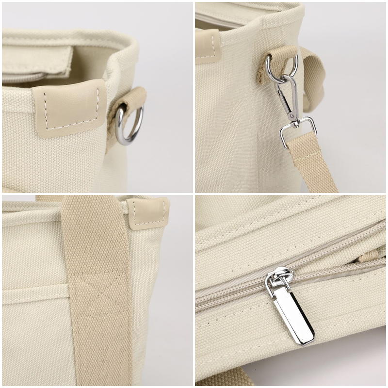 Multi-Compartment Canvas Tote Bag, 3-Way Handheld, Crossbody, and Shoulder Bag with Adjustable Strap for Daily Work and Shopping - Green
