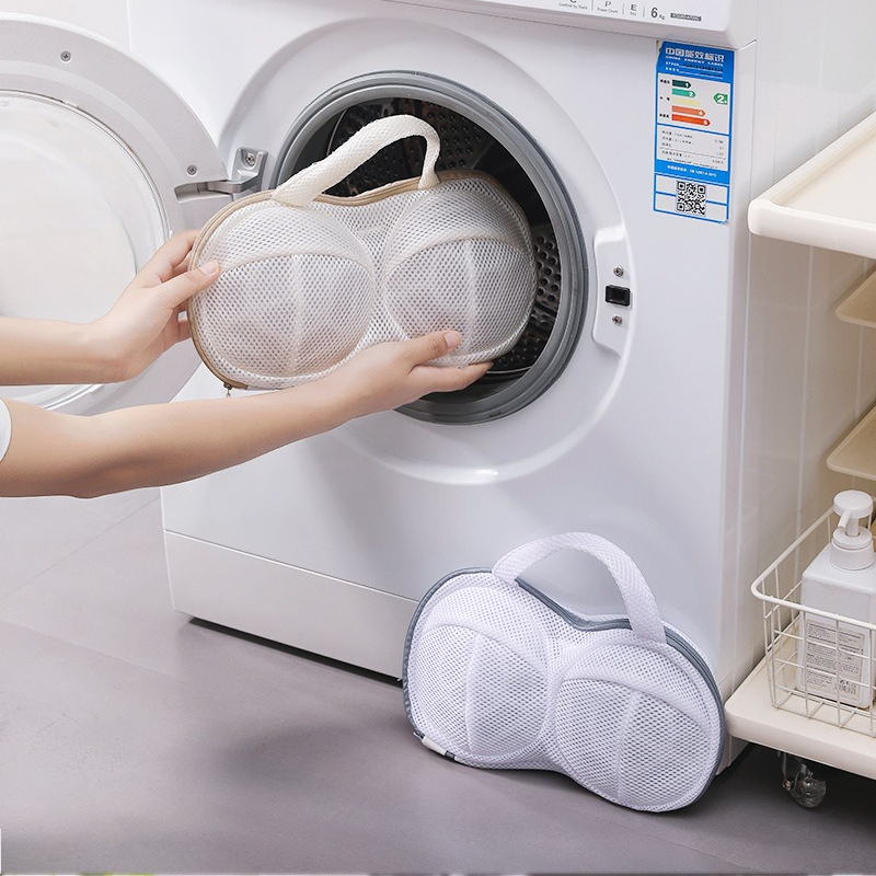 3D Support Bra Laundry Bag, Thick Mesh Bra Wash Bag with Zipper & Handle, Anti-Deformation Bra Protector for Washing Machine - Assorted Colors