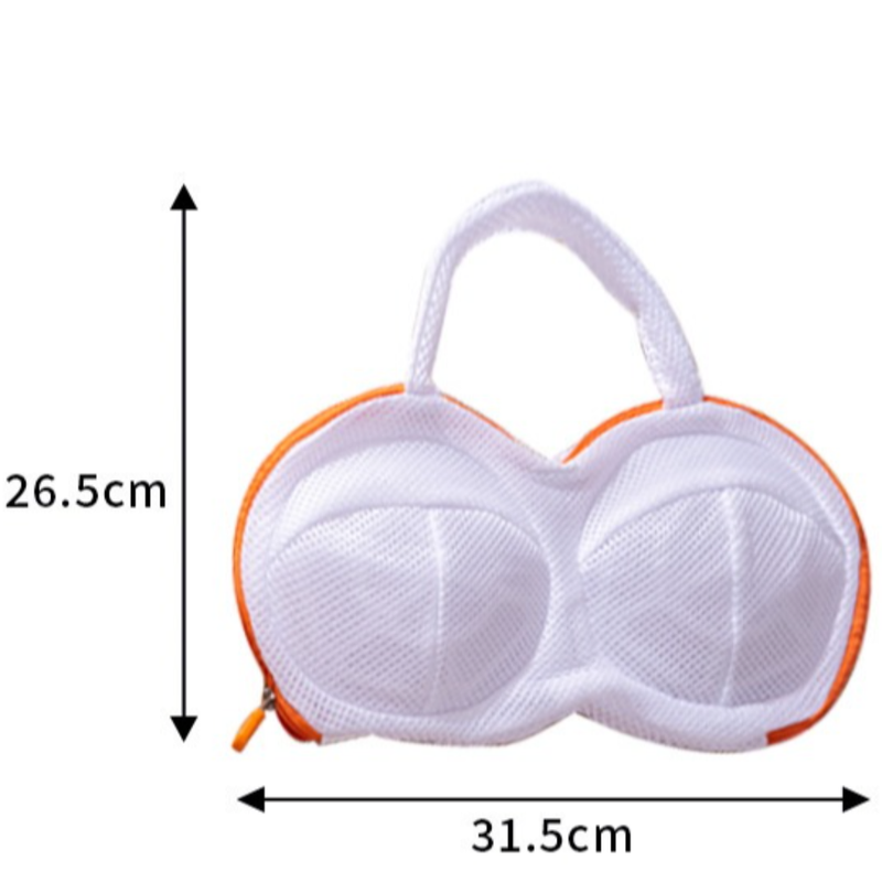 3D Support Bra Laundry Bag, Thick Mesh Bra Wash Bag with Zipper & Handle, Anti-Deformation Bra Protector for Washing Machine - Orange