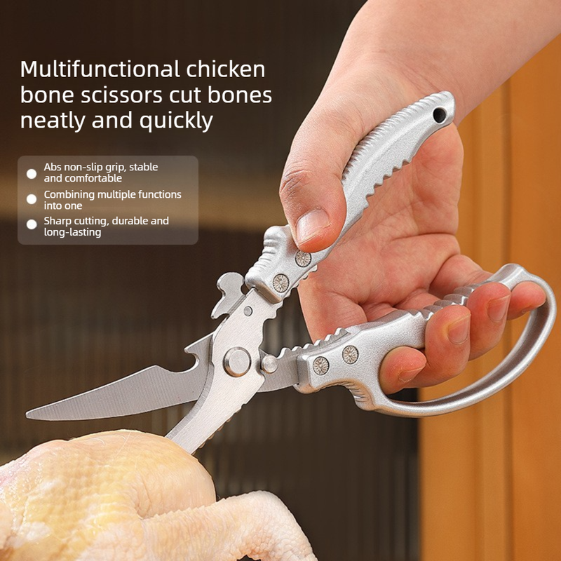 2-Pack Kitchen Scissors Set, Heavy Duty Chicken Bone Shears & Detachable Kitchen Shears, 3Cr13 Stainless Steel & Magnetic Sheath - White