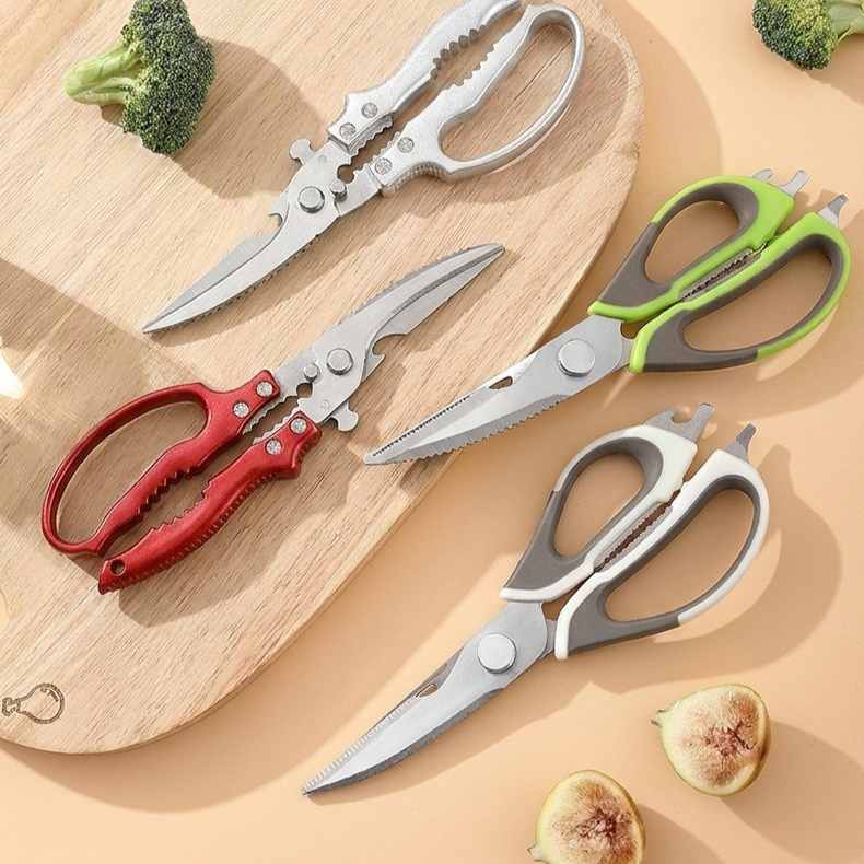 2-Pack Kitchen Scissors Set, Heavy Duty Chicken Bone Shears & Detachable Kitchen Shears, 3Cr13 Stainless Steel & Magnetic Sheath - White