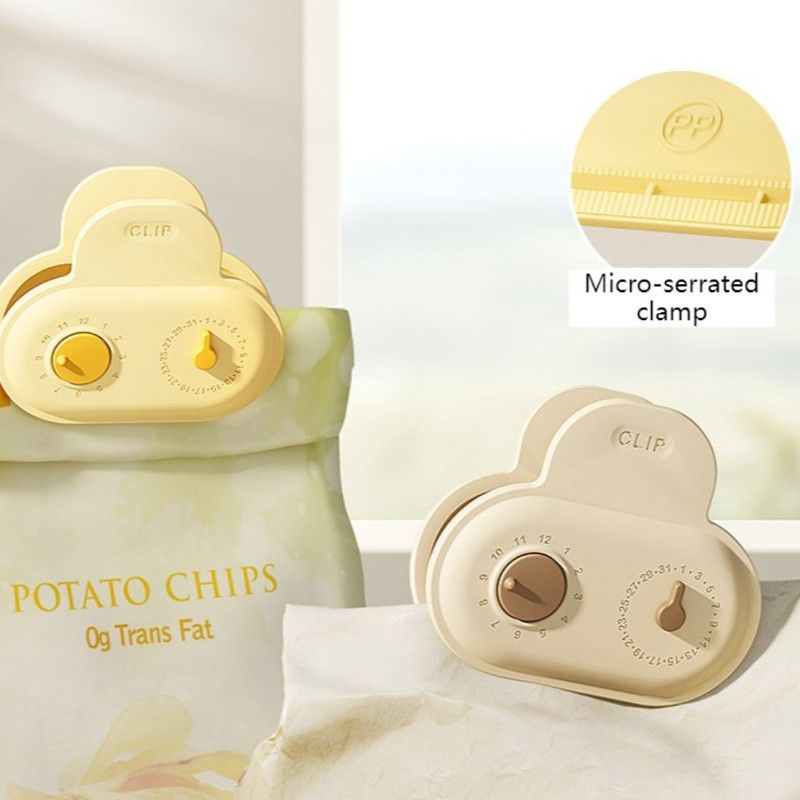 5PCS Cloud Magnetic Sealing Clips with Date Markers, Dual-Use Food Bag Sealer & Fridge Magnets