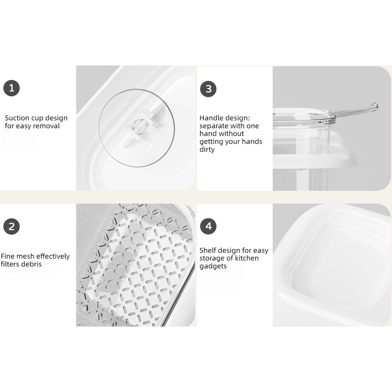 Sink Filter Drain Basket, Kitchen Wet/Dry Separation Food Residue Collector, Multi-function Storage Rack—Gray