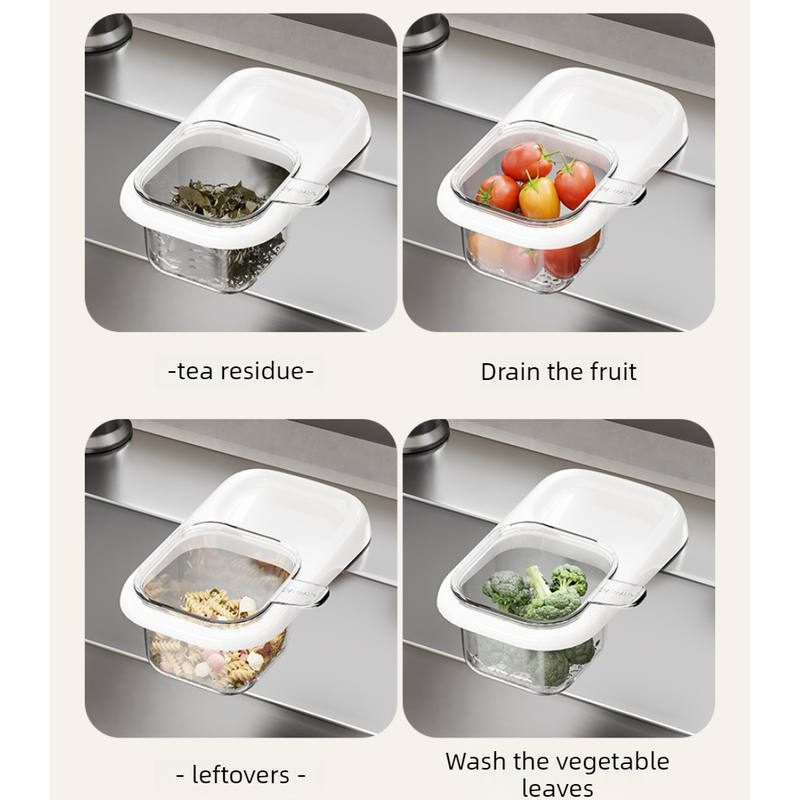 Sink Filter Drain Basket, Kitchen Wet/Dry Separation Food Residue Collector, Multi-function Storage Rack - Pink