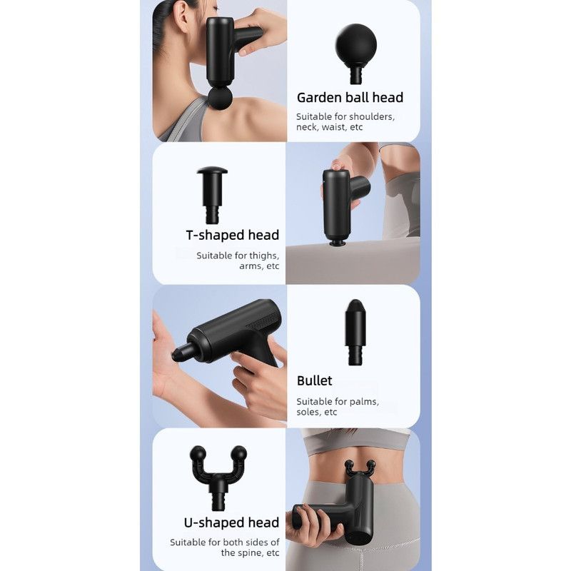 Mini Portable Fascia Gun, 6-Speed Deep Tissue Muscle Massager, Electric Massage Gun for Sports and Home Use—Green