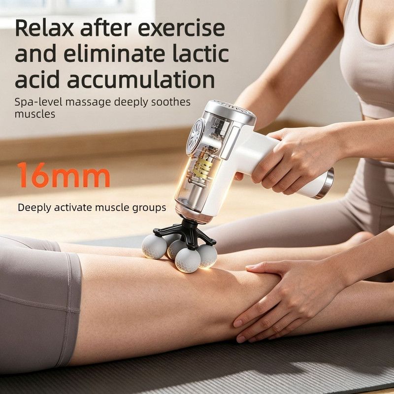 Multi-Head Mini Fascia Gun with 7 Replaceable Massage Heads, Portable Electric Deep Tissue Muscle Massager—Black