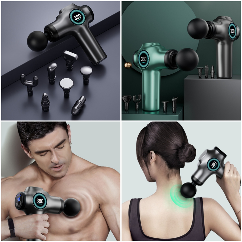 99-Speed Touchscreen Fascia Gun with 8 Massage Heads, Rechargeable Deep Tissue Muscle Massager—Dark Gray