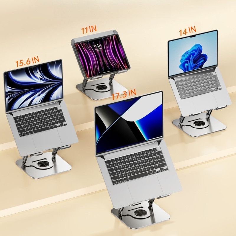 Laptop Stand, Thick Dual-Arm Height-Adjustable Cooling Riser, Compatible with Laptops Up to 17.3 Inches—Black
