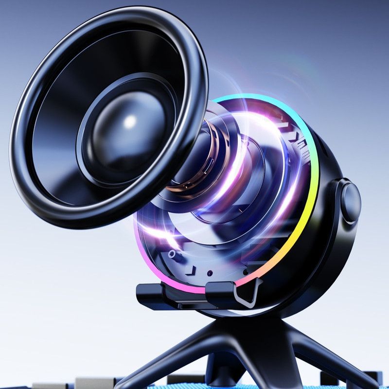 Bluetooth Speaker 2-in-1 Phone Stand, Dual-Mode RGB Ambient Light, Hi-Fi Stereo Audio—White