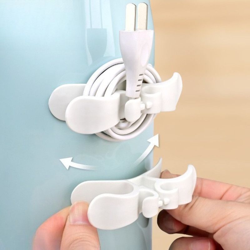 Cord Winder, Home Appliance Plug Holder, No Trace Cable Organizer for Kitchen Desk, 3-Pack—Gray
