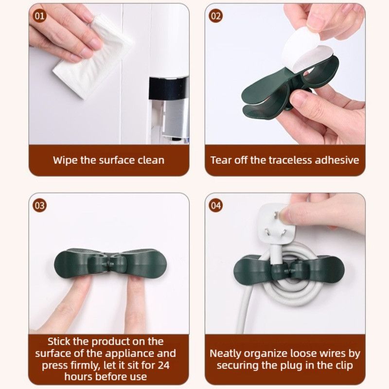 Cord Winder, Home Appliance Plug Holder, No Trace Cable Organizer for Kitchen Desk, 3-Pack—Gray