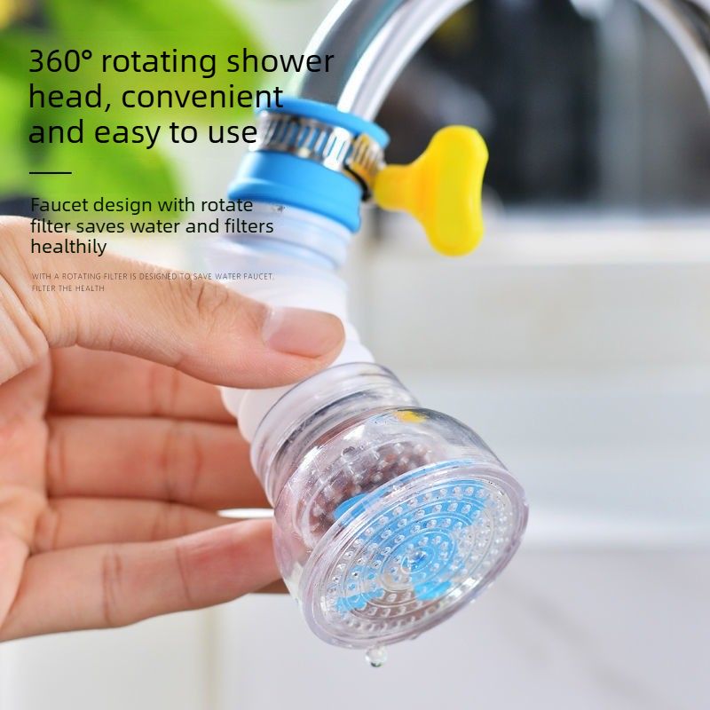 360 Rotating Tap Water Filter Nozzle, Multilayer Water Purifier Tap Adapter, Water Saving Shower Head Filter for Kitchen Sink-Pink