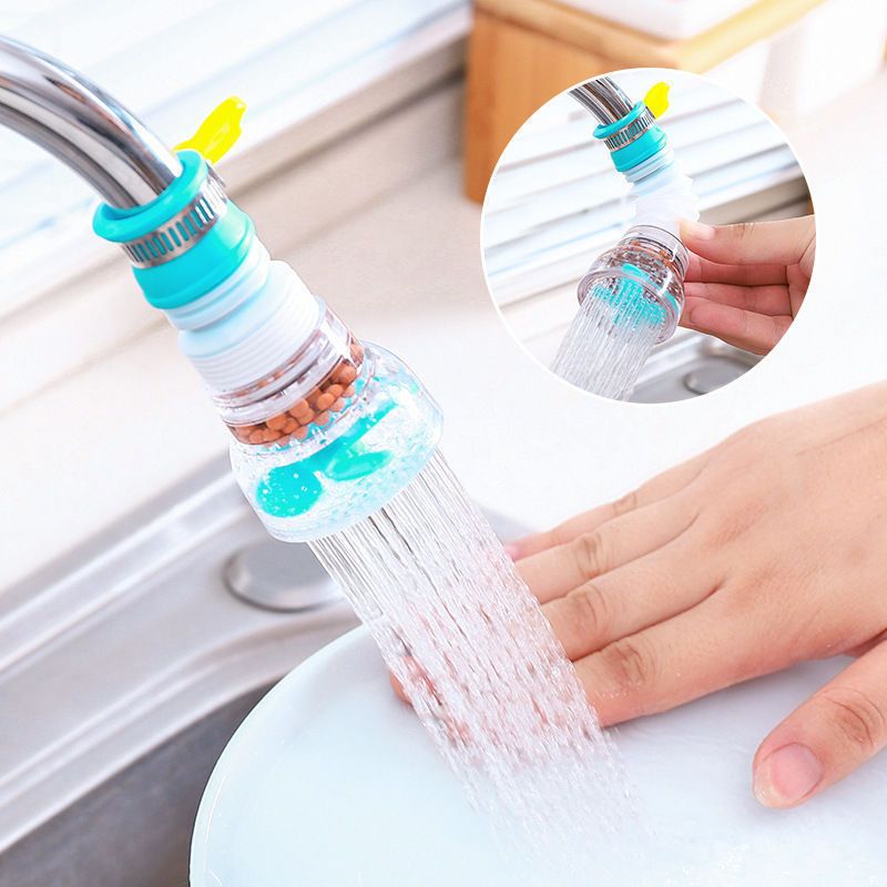 360 Rotating Tap Water Filter Nozzle, Multilayer Water Purifier Tap Adapter, Water Saving Shower Head Filter for Kitchen Sink-Green