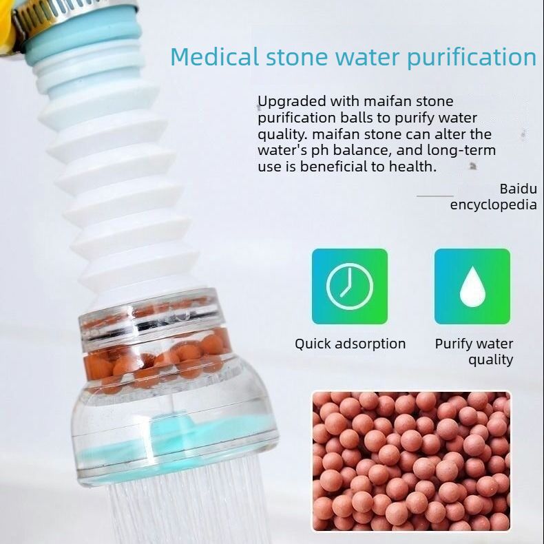 360 Rotating Tap Water Filter Nozzle, Multilayer Water Purifier Tap Adapter, Water Saving Shower Head Filter for Kitchen Sink-Green