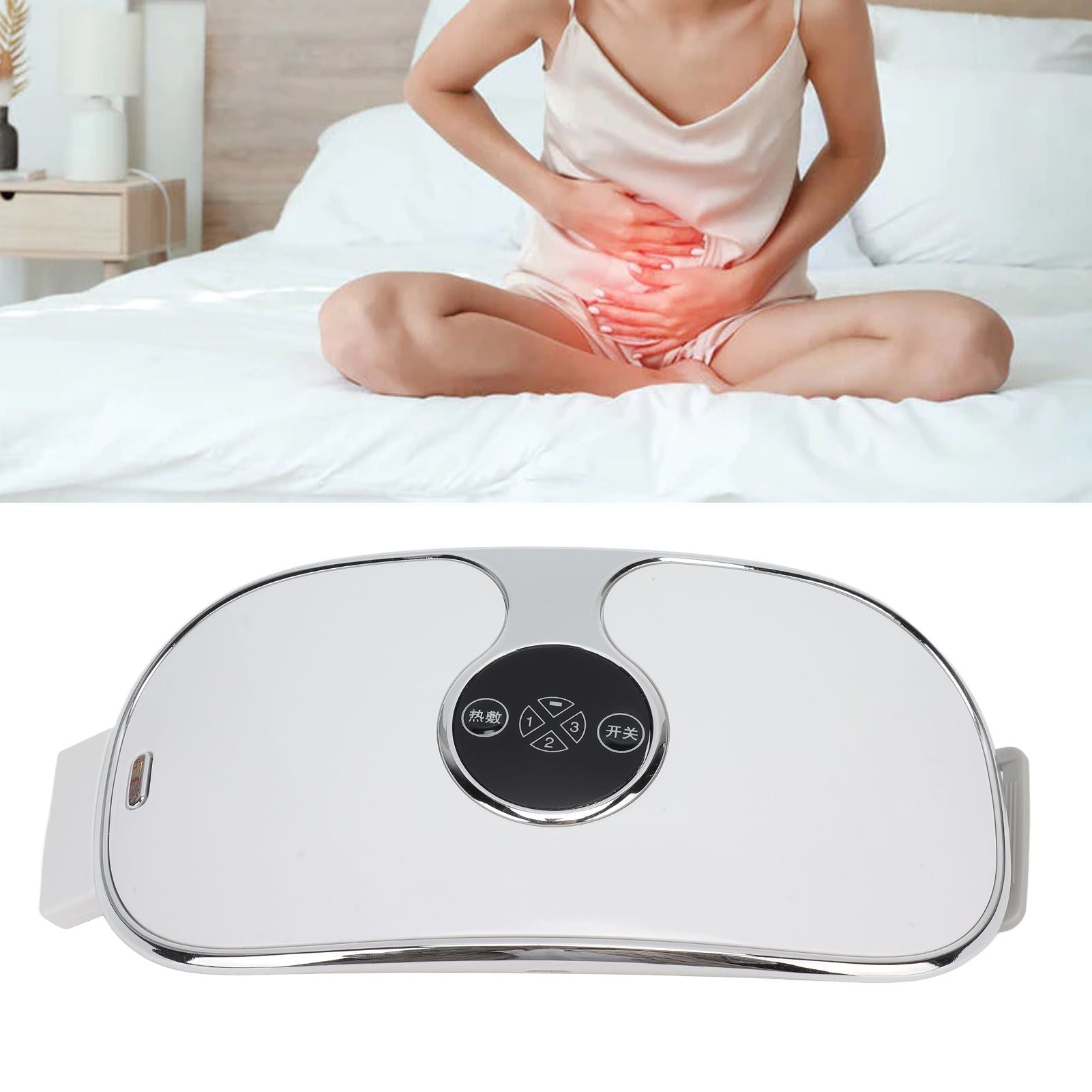 Menstrual Heating Pad Intelligent Charge 3 Temp Modes Vibration Massage Cordless Heating Pad for Women Belly Period White