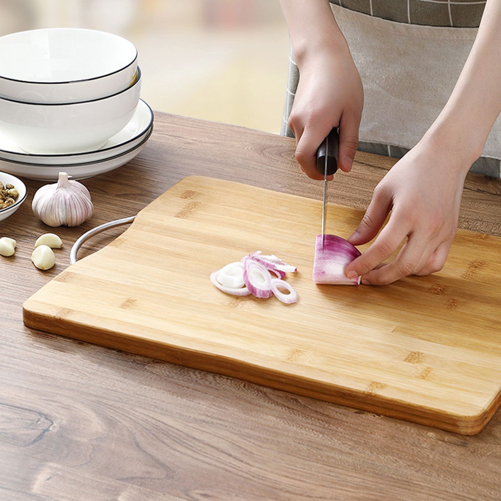 Chopping Board Thickened Bamboo Stable Sturdy Anti Crack Easy To Clean Kitchen Cutting Board with Hanging Hole