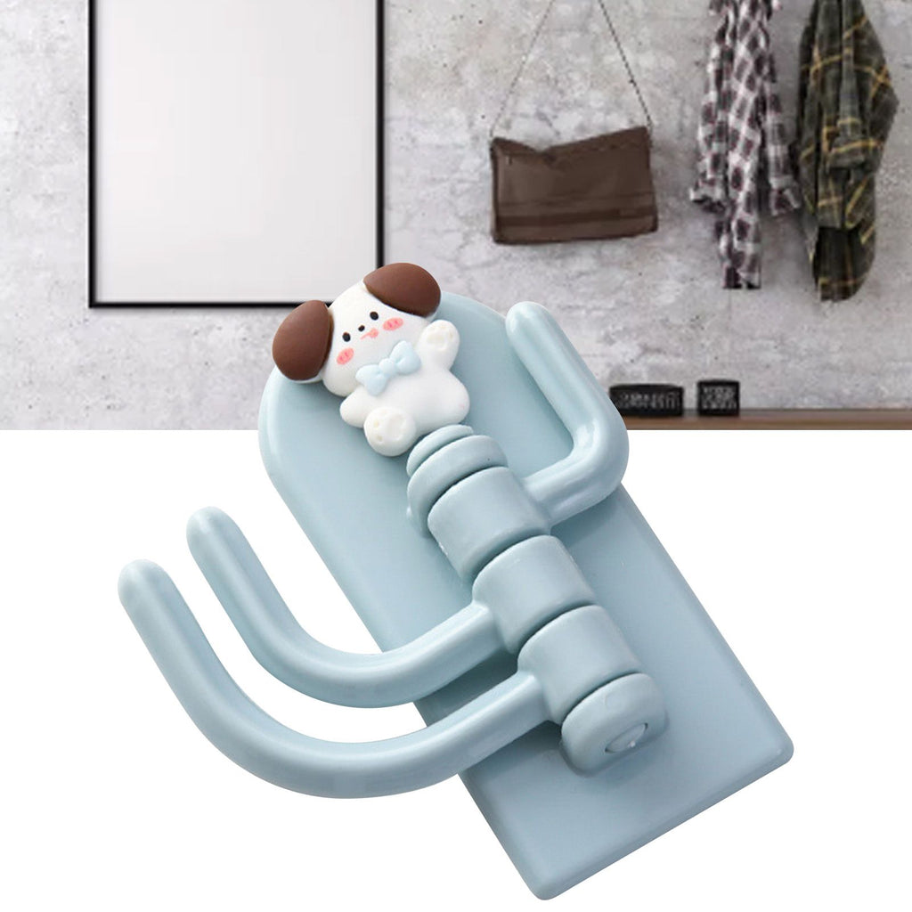 Self Adhesive Hanger Punch Free Rotating 3 Hooks Cute Animal Wall Door Holder for Keys Dog