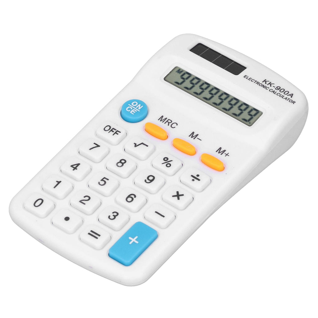 Mini Calculators Handheld 8 Digit with LCD Display Sensitive Button Solar Battery Dual Power for Office School BusinessWhite