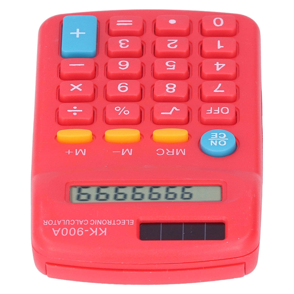 Mini Calculators Handheld 8 Digit with LCD Display Sensitive Button Solar Battery Dual Power for Office School BusinessRed
