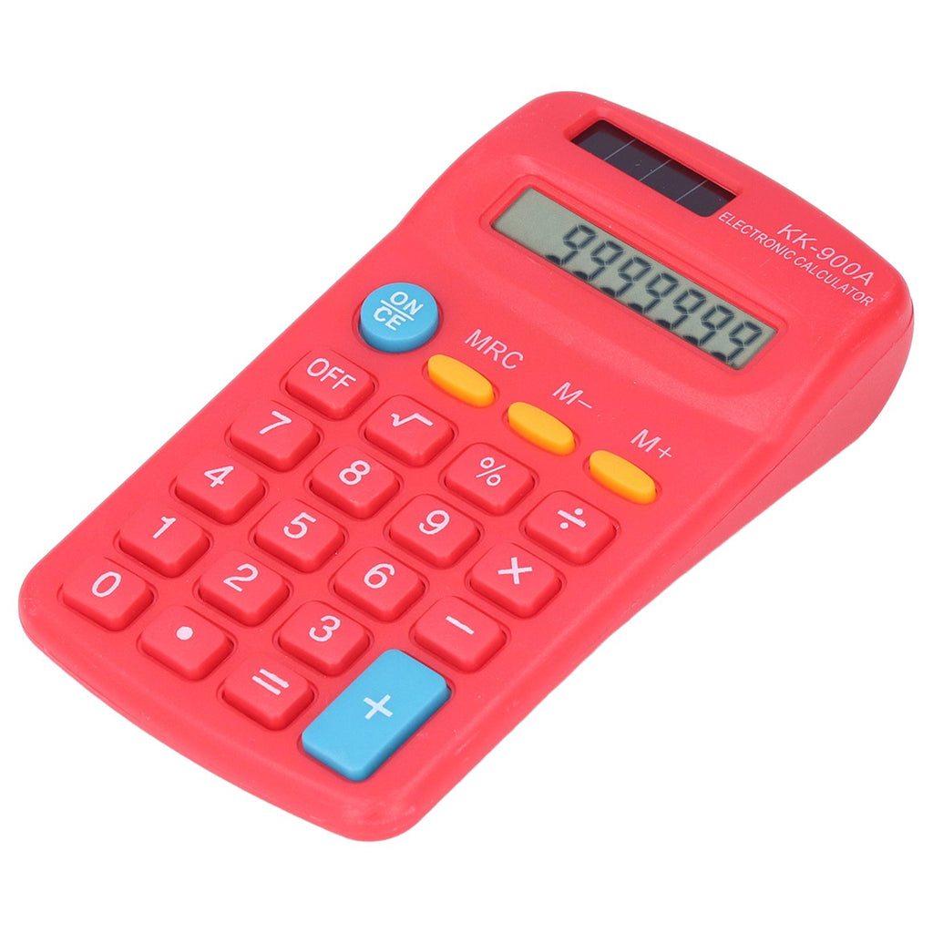 Mini Calculators Handheld 8 Digit with LCD Display Sensitive Button Solar Battery Dual Power for Office School BusinessRed