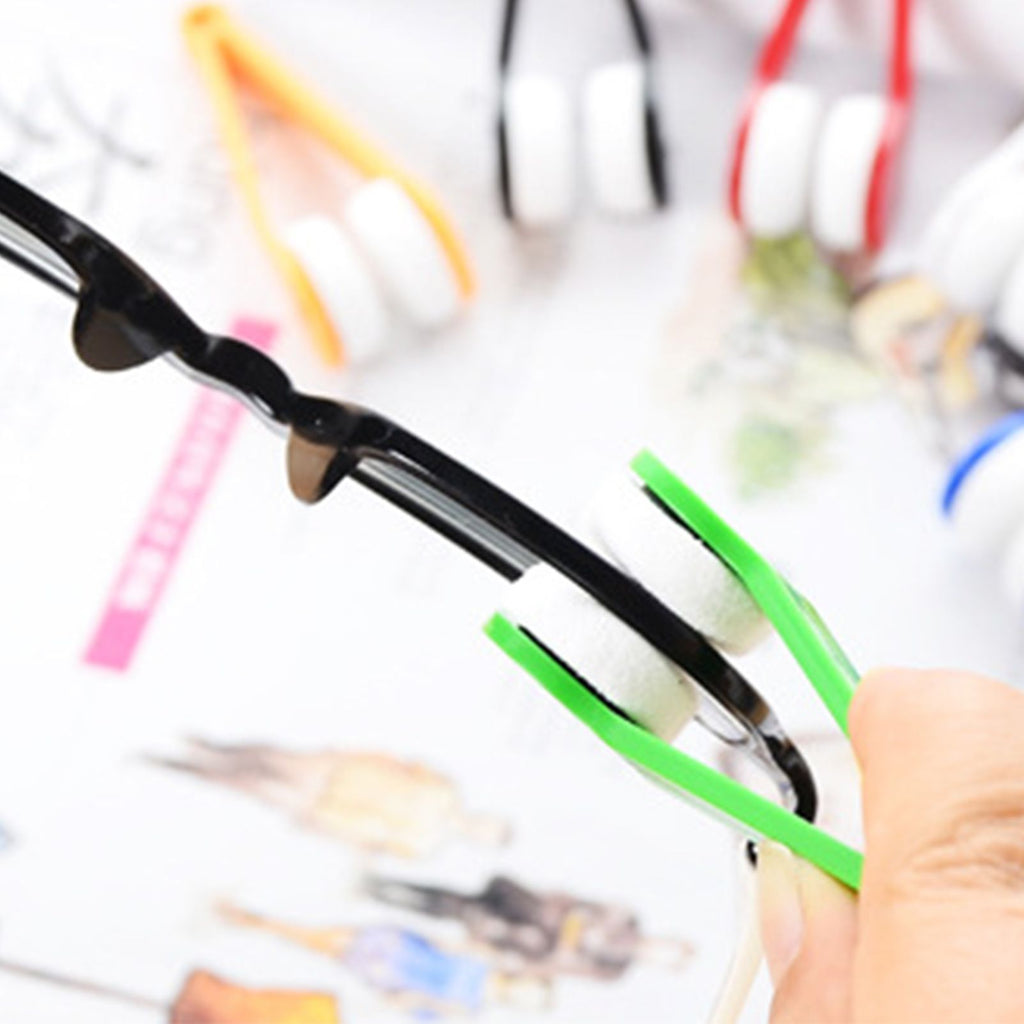 Portable Eyeglass Cleaner Brush Soft Sun Glasses Cleaning Clip Eyeglasses Cleaning Tool for OutdoorGreen