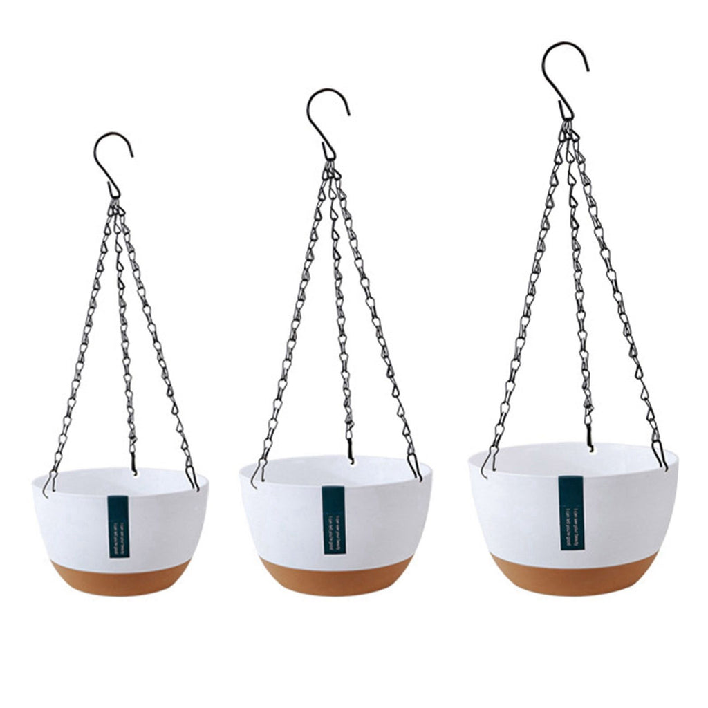 Hanging Double Chain Hanging Basket Planter Home Balcony Indoor Automatic Water Absorbing Basin