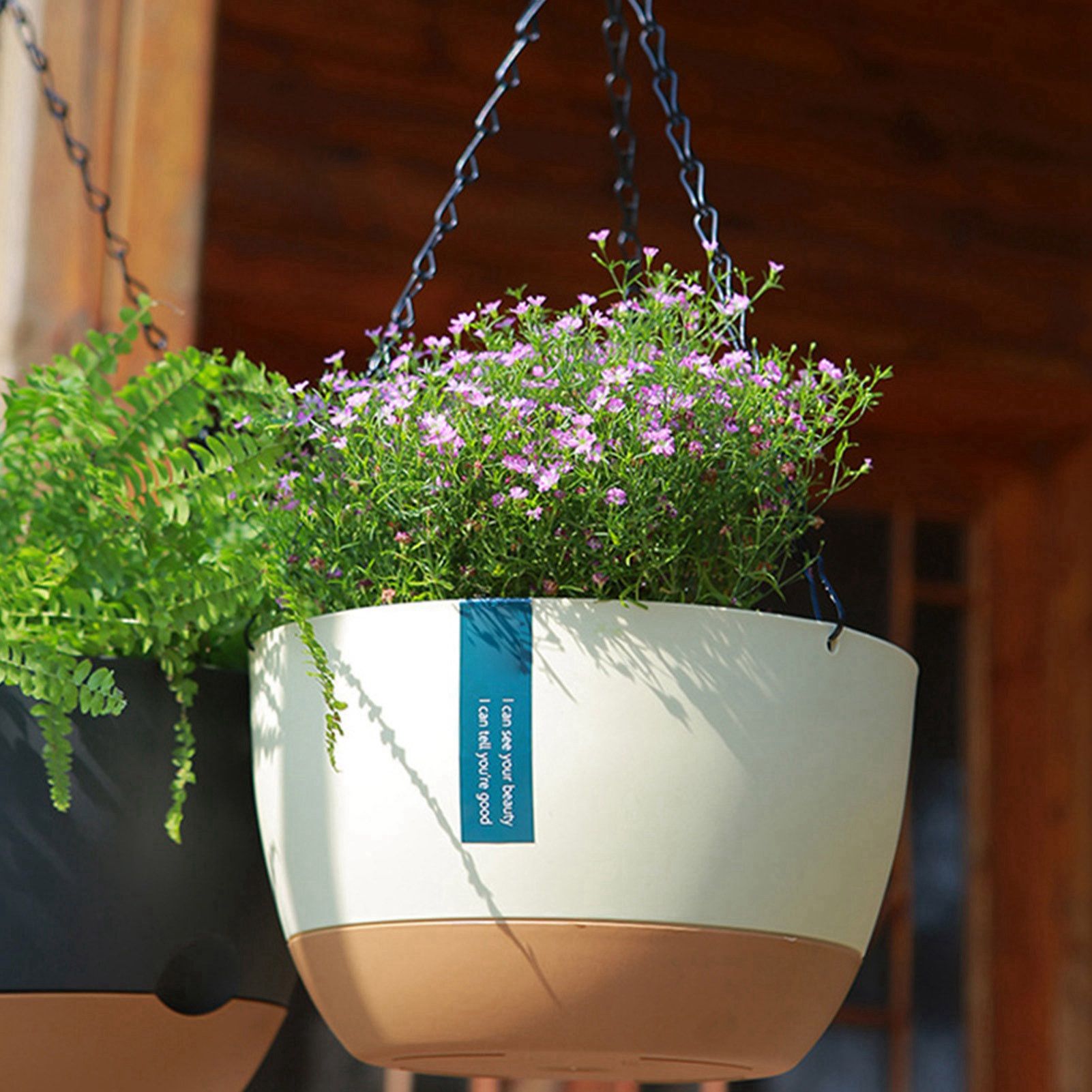Hanging Double Chain Hanging Basket Planter Home Balcony Indoor Automatic Water Absorbing Basin