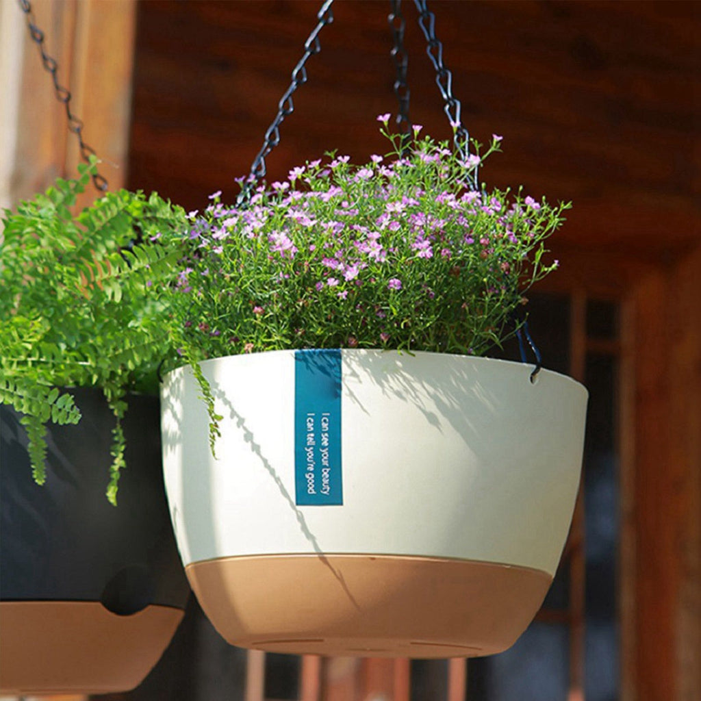 Hanging Double Chain Hanging Basket Planter Home Balcony Indoor Automatic Water Absorbing Basin