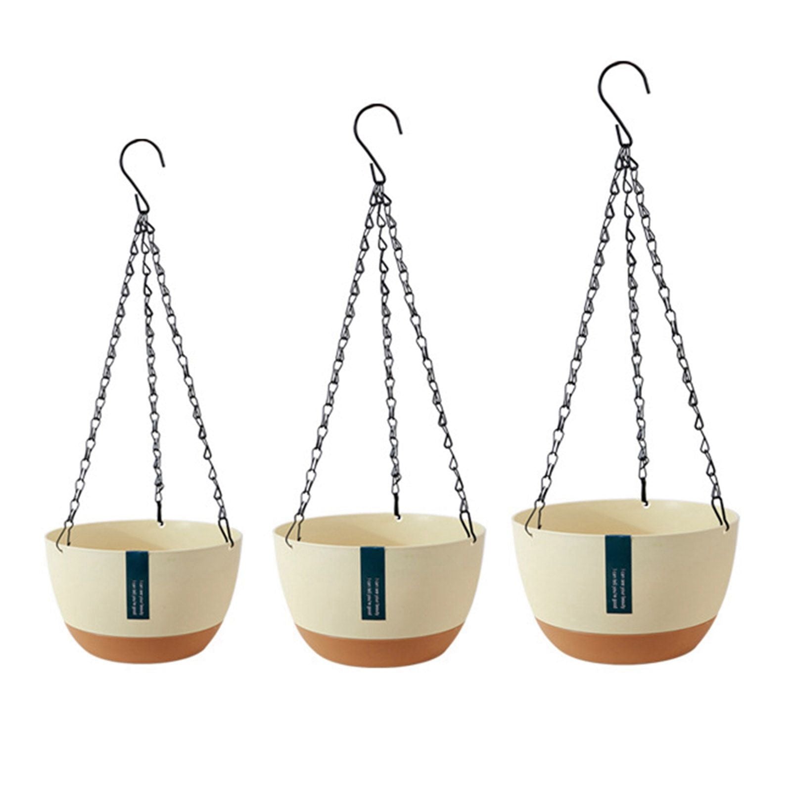 Hanging Double Chain Hanging Basket Planter Home Balcony Indoor Automatic Water Absorbing Basin