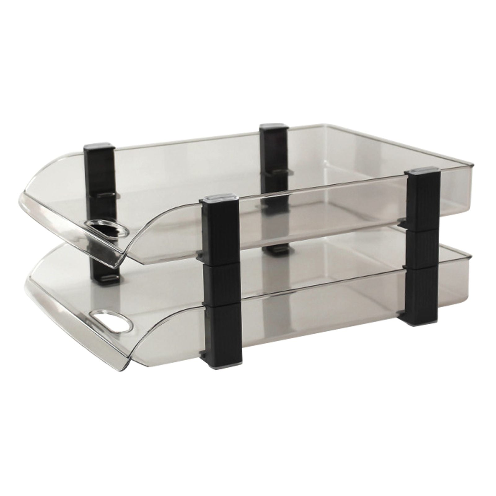 Desk File Letter Tray Layered Classified Documents Rack Acrylic Office Storage Rack Dark Black 2 Layers 280x372x144mm