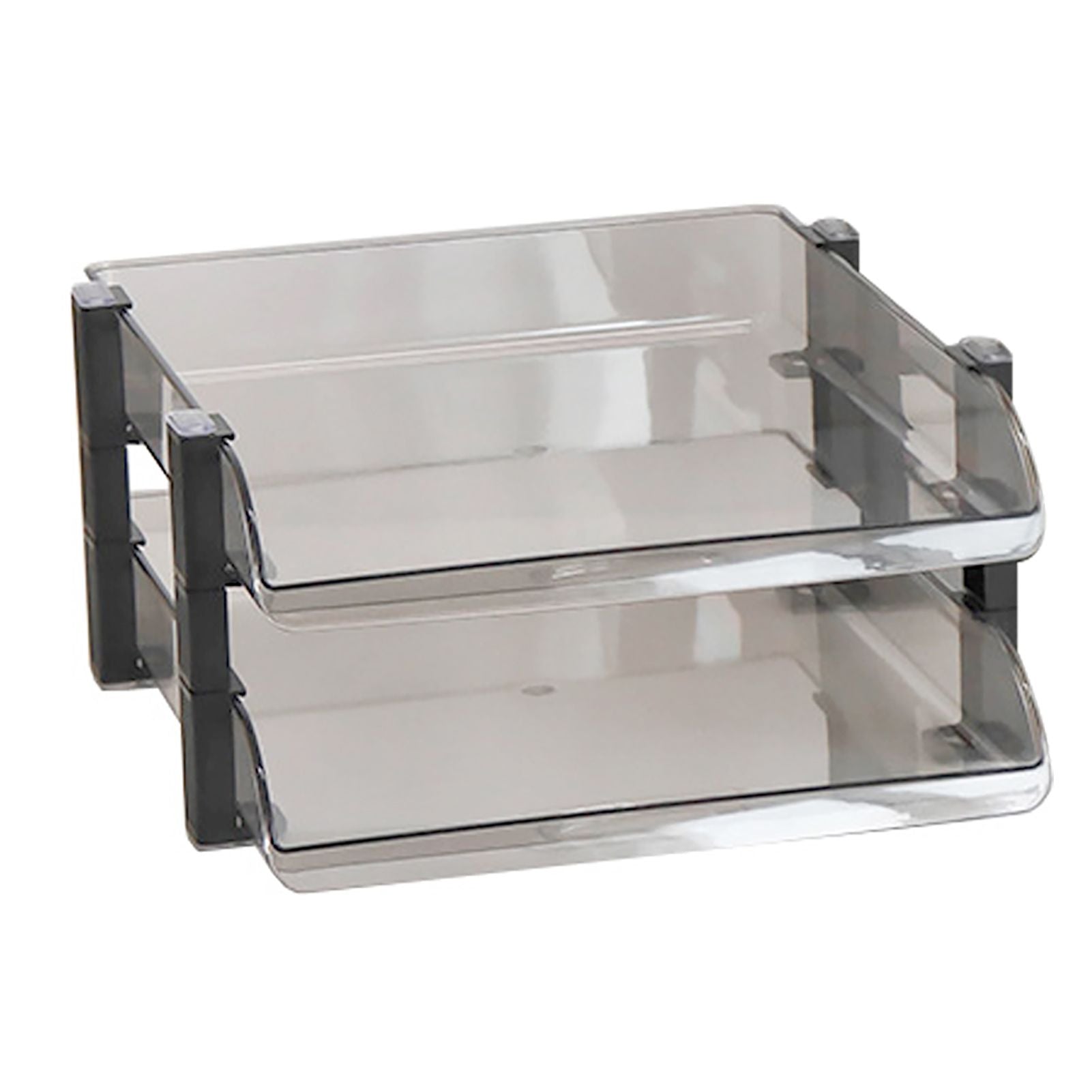 Desk File Letter Tray Layered Classified Documents Rack Acrylic Office Storage Rack Dark Black 2 Layers 280x372x144mm