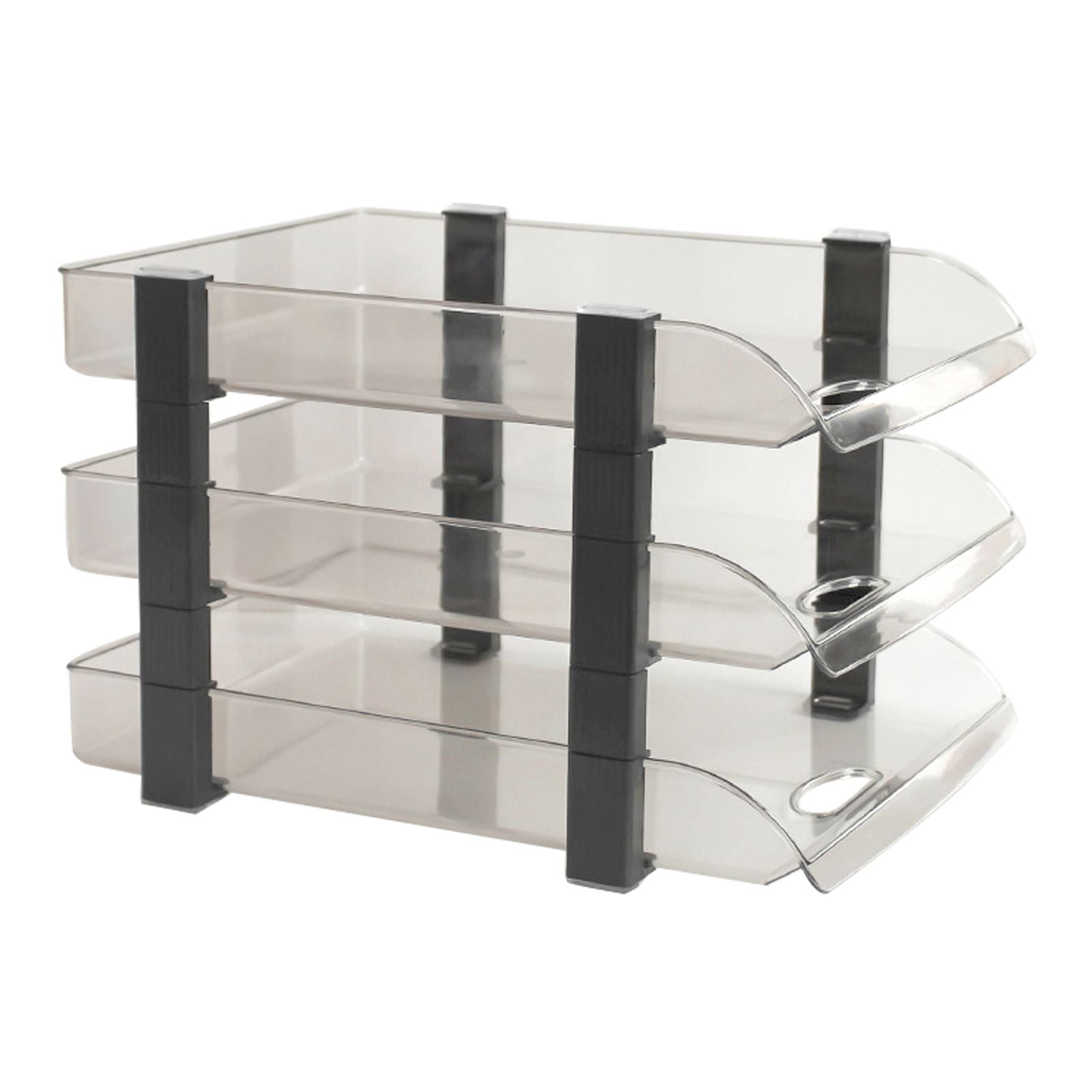 Desk File Letter Tray Layered Classified Documents Rack Acrylic Office Storage Rack Dark Black 3 Layers 280x372x247mm