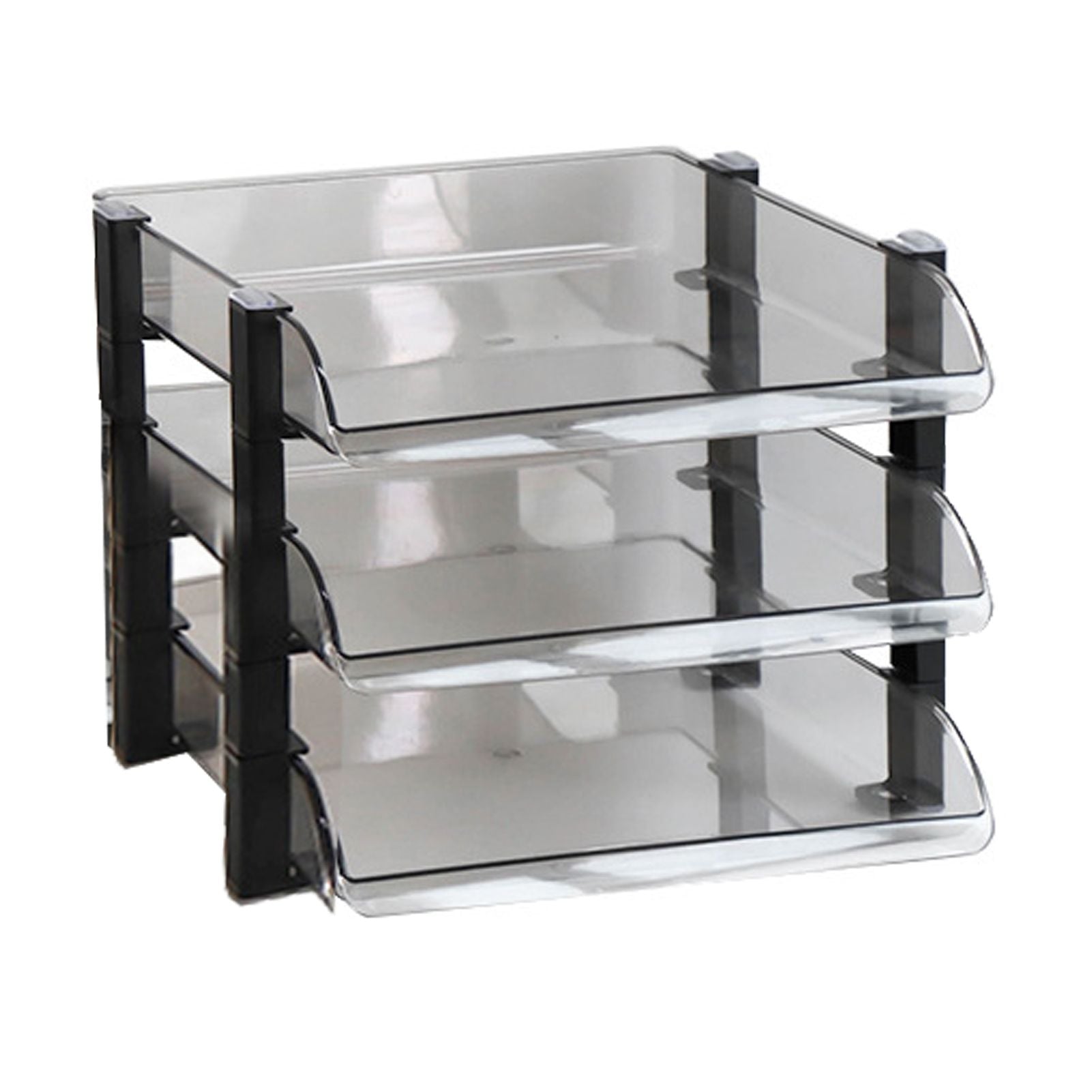 Desk File Letter Tray Layered Classified Documents Rack Acrylic Office Storage Rack Dark Black 3 Layers 280x372x247mm