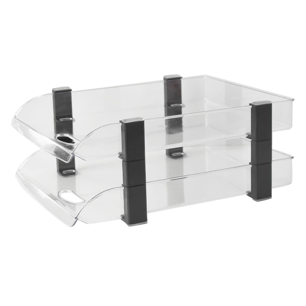 Desk File Letter Tray Layered Classified Documents Rack Acrylic Office Storage Rack Transparent 2 Layers 280x372x144mm