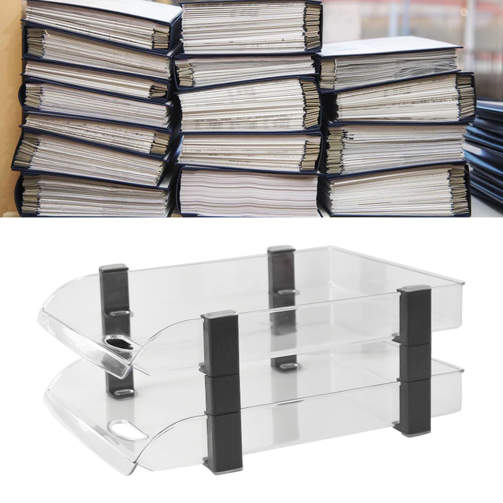 Desk File Letter Tray Layered Classified Documents Rack Acrylic Office Storage Rack Transparent 2 Layers 280x372x144mm