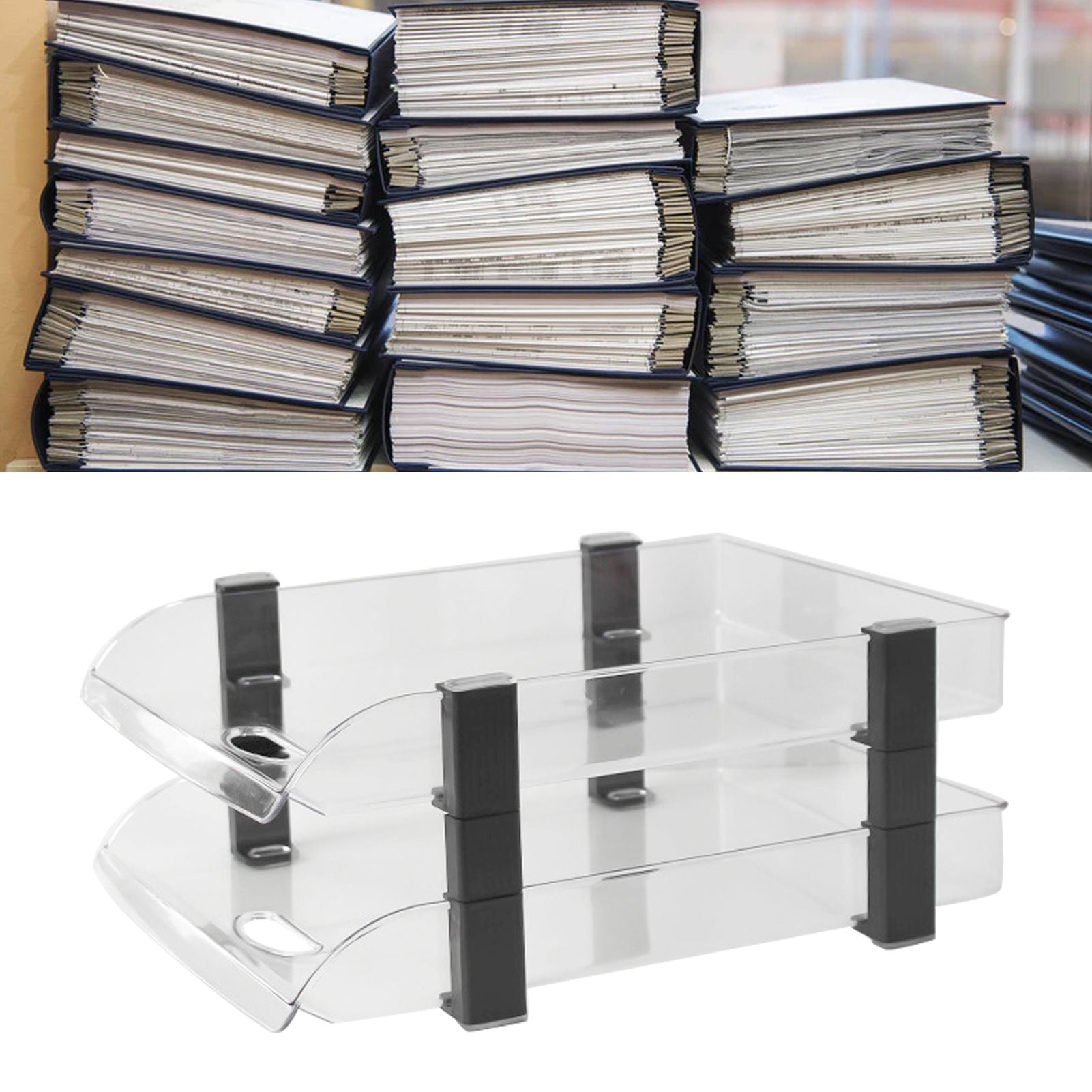 Desk File Letter Tray Layered Classified Documents Rack Acrylic Office Storage Rack Transparent 2 Layers 280x372x144mm