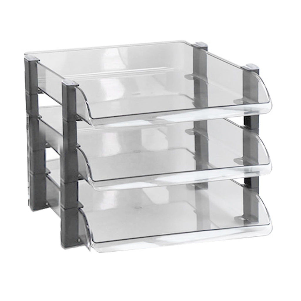 Desk File Letter Tray Layered Classified Documents Rack Acrylic Office Storage Rack Transparent 3 Layers 280x372x247mm