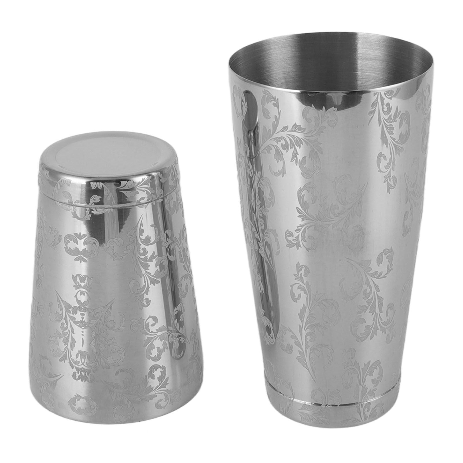 Stainless Steel Cocktail Shaker Engraved Martini Shaker Silver Japanese American Boston Bar Mixer Bottomed