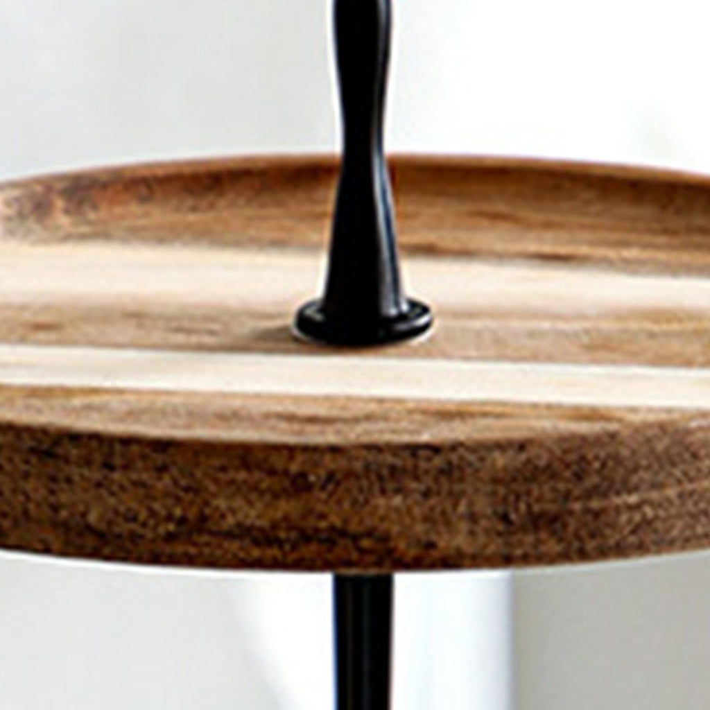Wood Dessert Stand Rack Environmental Simple Vintage Wooden Dessert Display Tray Stand for Dessert Fruit Cake Snack Black Crown 3 Layers